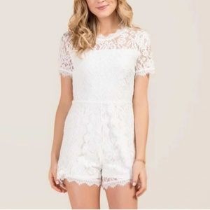 Francesca's Romy Tie Back Solid Lace Romper graduation bridal